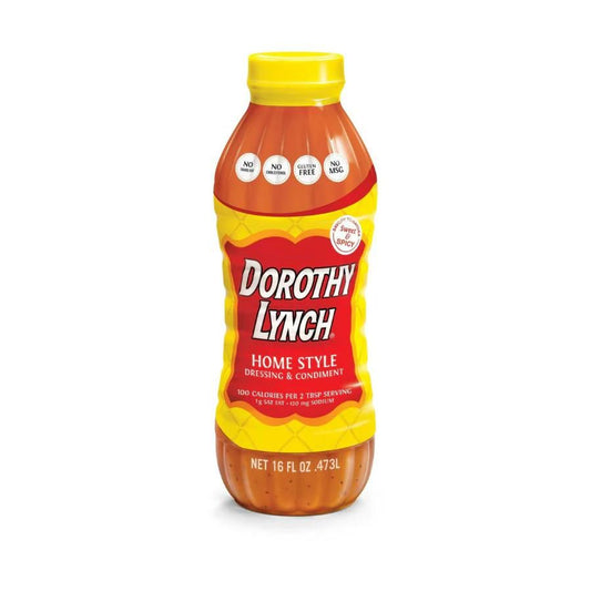 Homestyle Dorothy Lynch Salad Dressing bottle on a table, 16 oz gluten-free food product from BuyNebraska.com