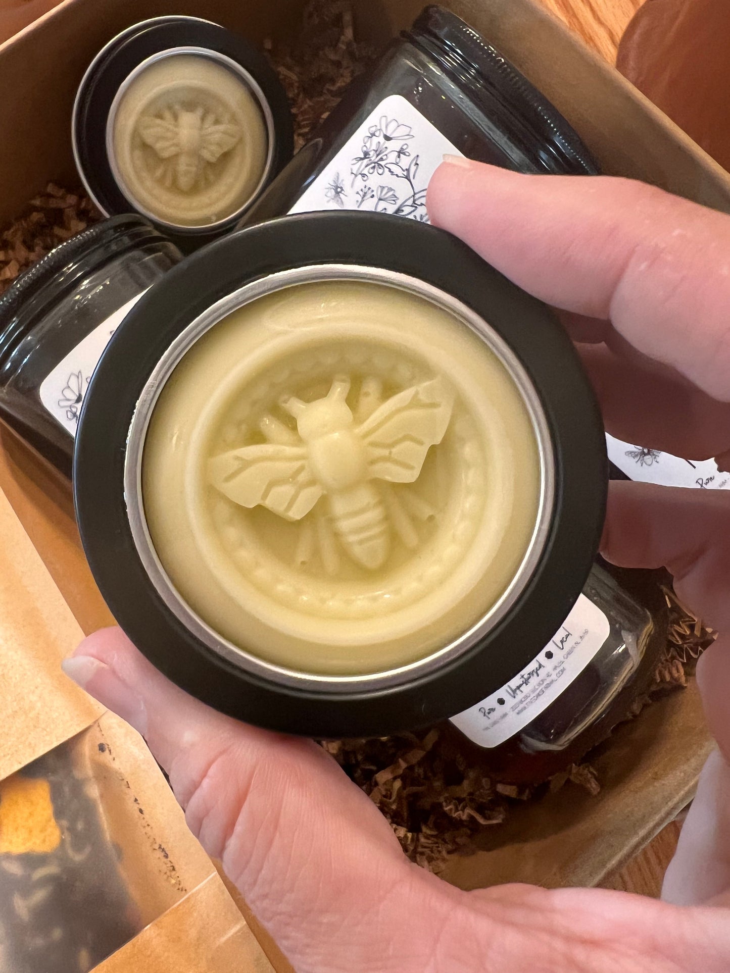 Natural lotion bar from Five Oaks Farm with a rustic appearance, designed for moisturizing skin.