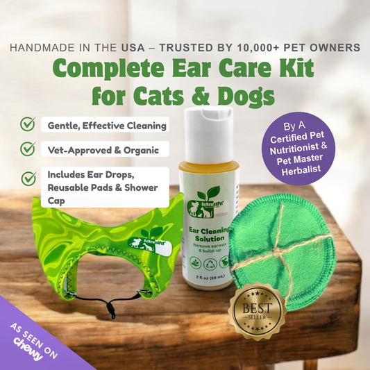 ReNewedPet ear care kit for pets, including grooming tools for cleaning and maintaining healthy ears.