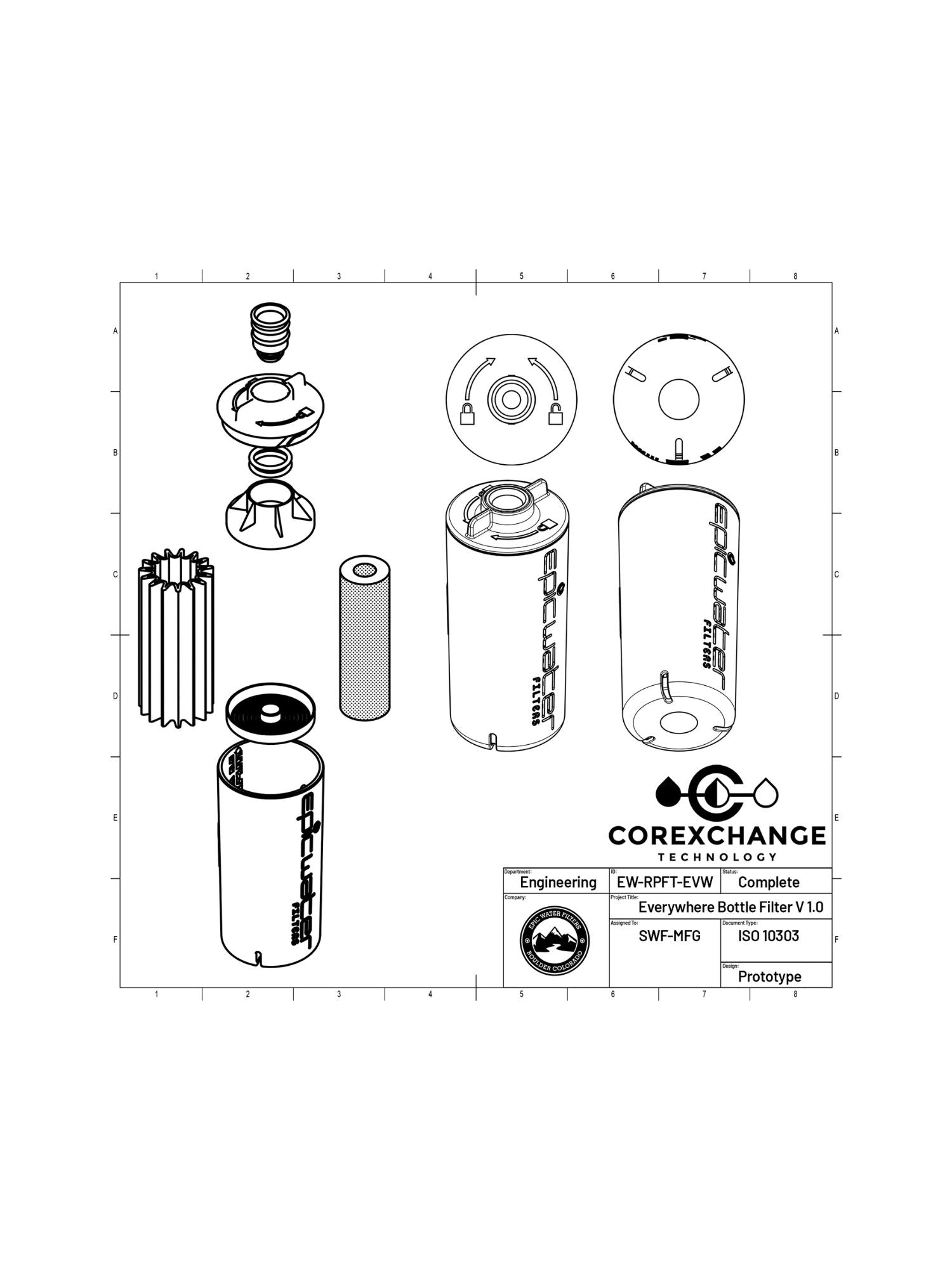 Epic Water Filters USA Everywhere Bottle filter replacement cartridge for reusable water bottles, showing the cartridge in clear view.