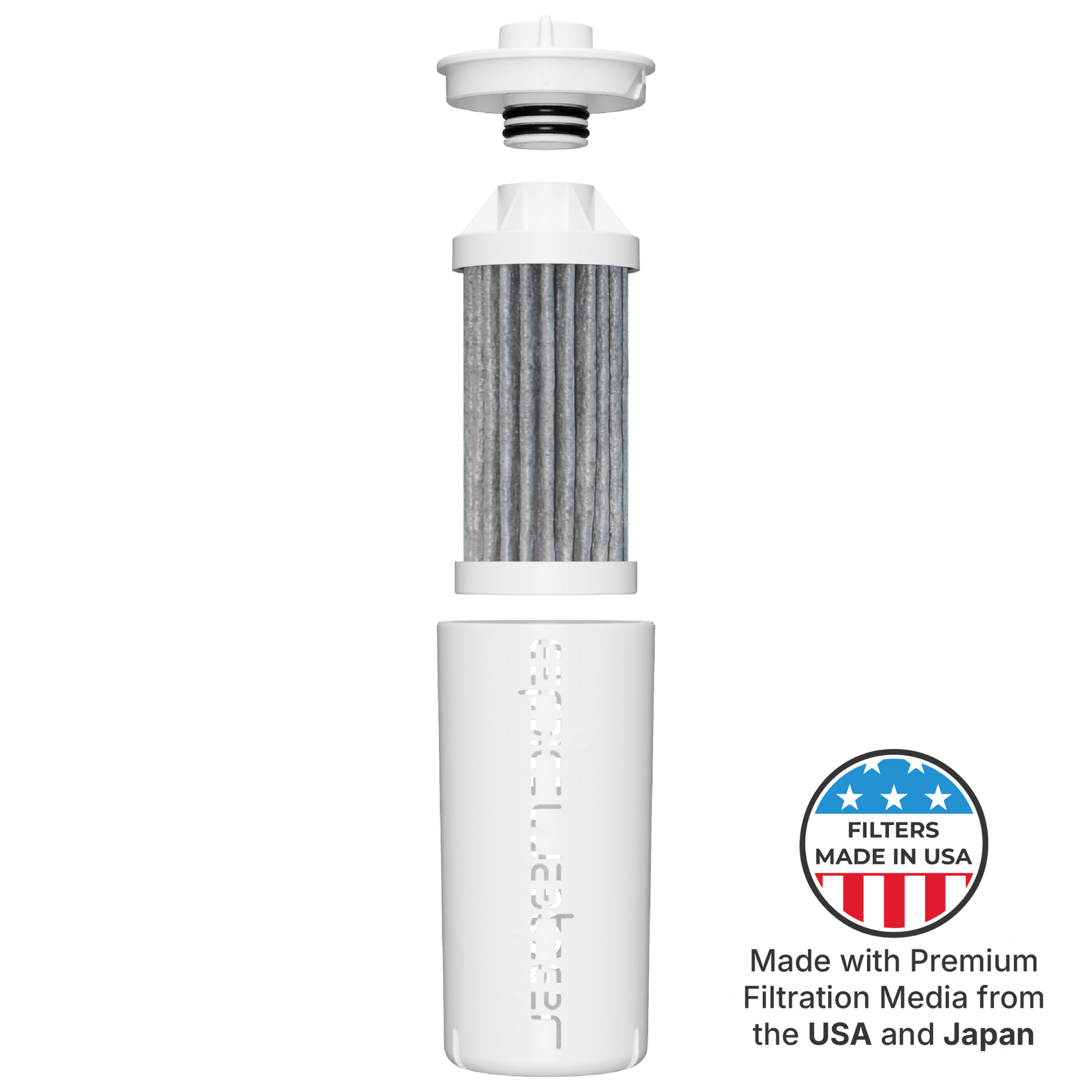 Epic Water Filters Everywhere Bottle filter with casing, showing the filter component and casing for clean drinking water.
