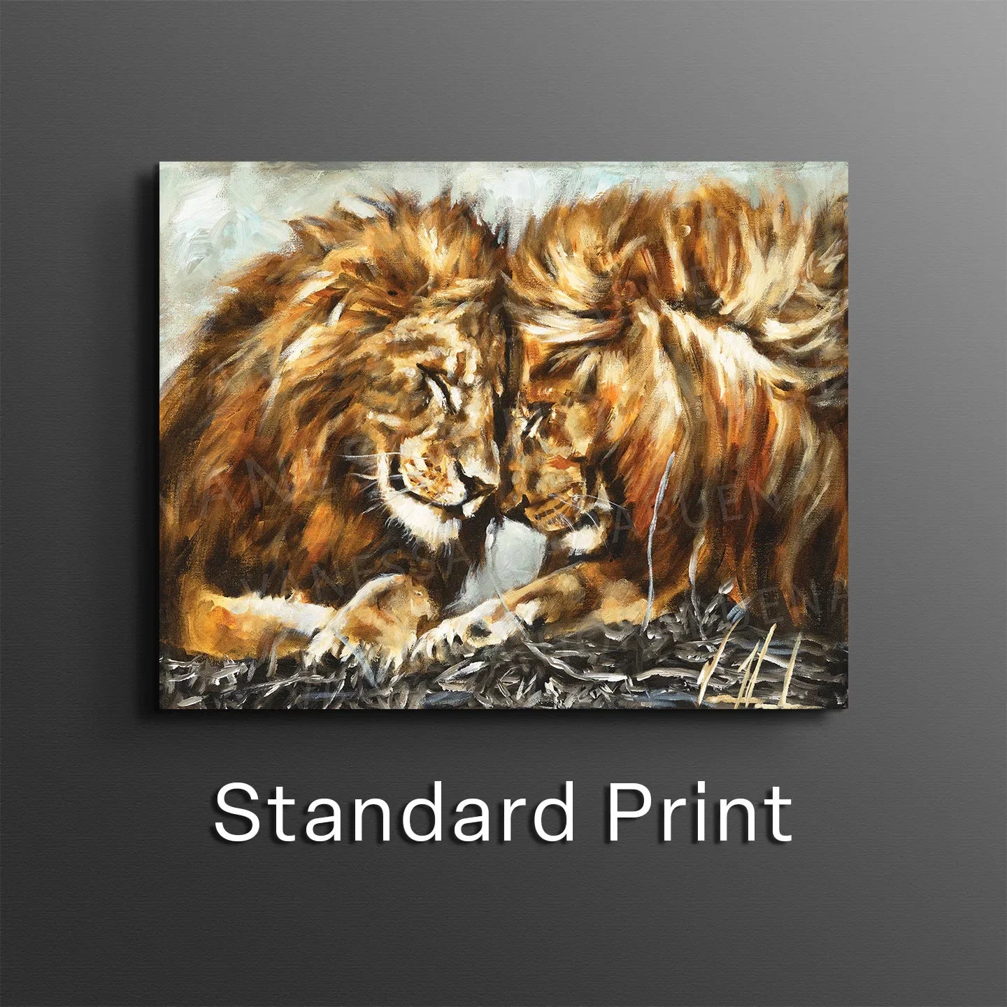 Lion art print titled Fortified Strength by Vanessa Horabuena, featuring a powerful lion illustration on a clean background.