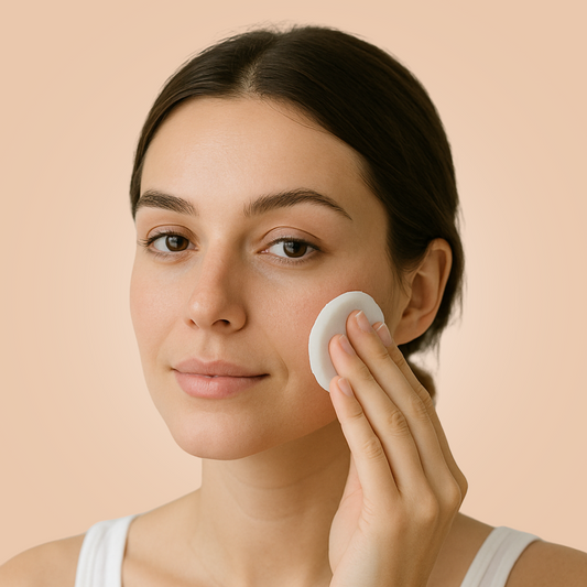 Taylor Made Organics face toner for sensitive skin, clear bottle with label, showing the natural skincare product.