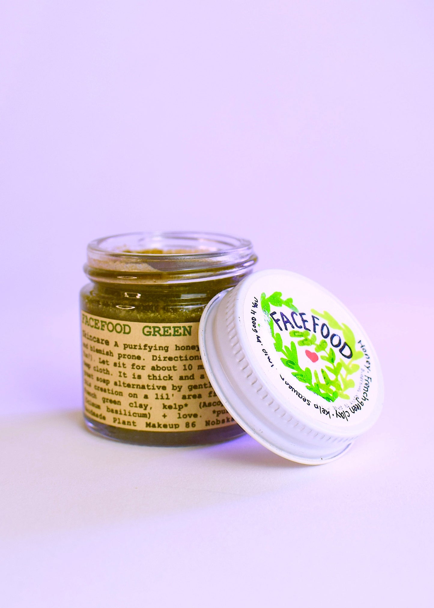 Facefood skin care product by plant makeup, featuring natural ingredients in a sleek jar, designed for nourishing facial skin.