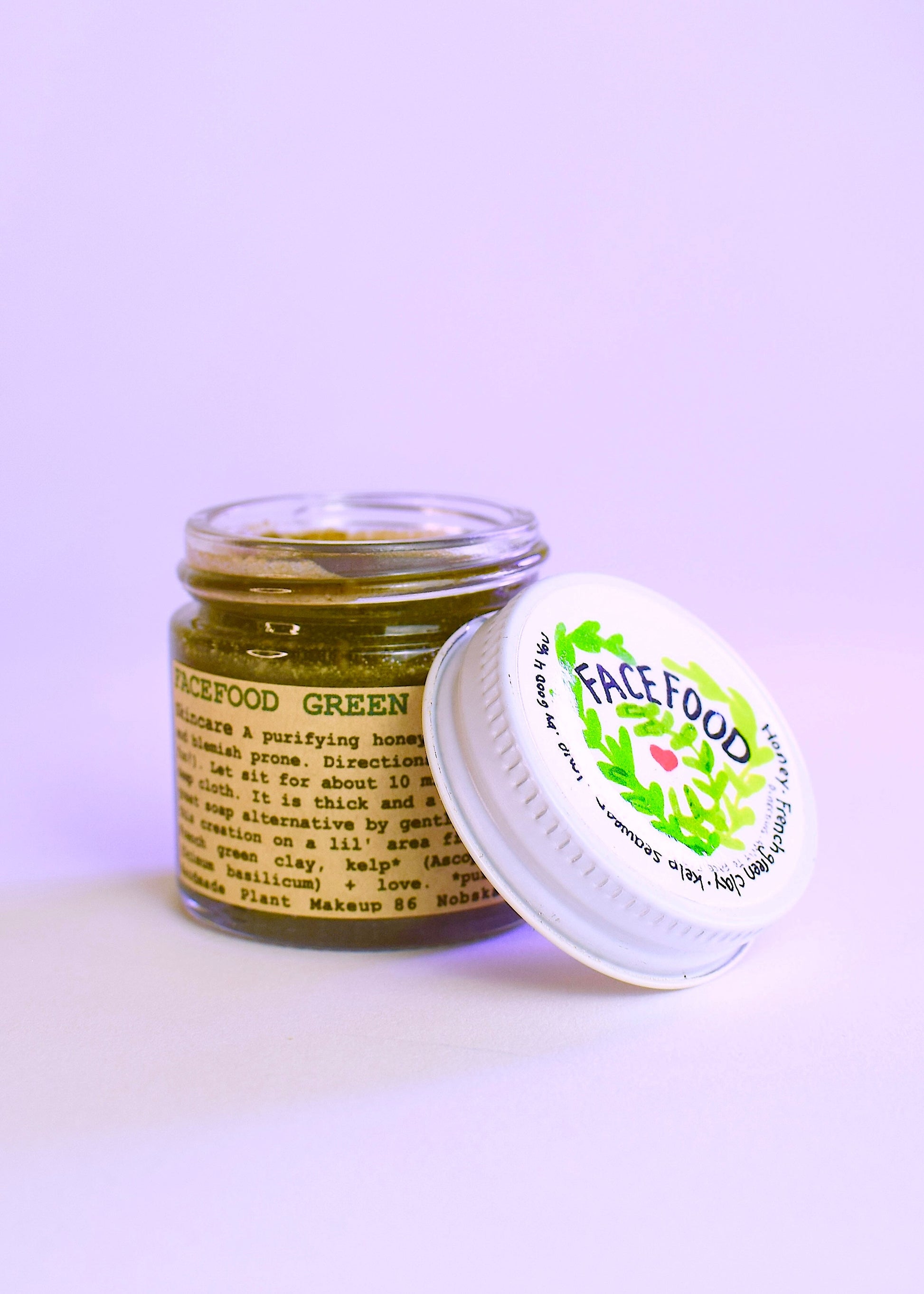 Facefood skin care product by plant makeup, featuring natural ingredients in a sleek jar, designed for nourishing facial skin.