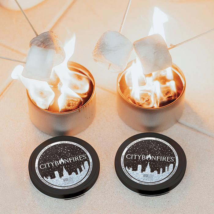 City Bonfires S'mores Family Pack outdoors set with marshmallows, graham crackers, and chocolate for family camping and outdoor fun