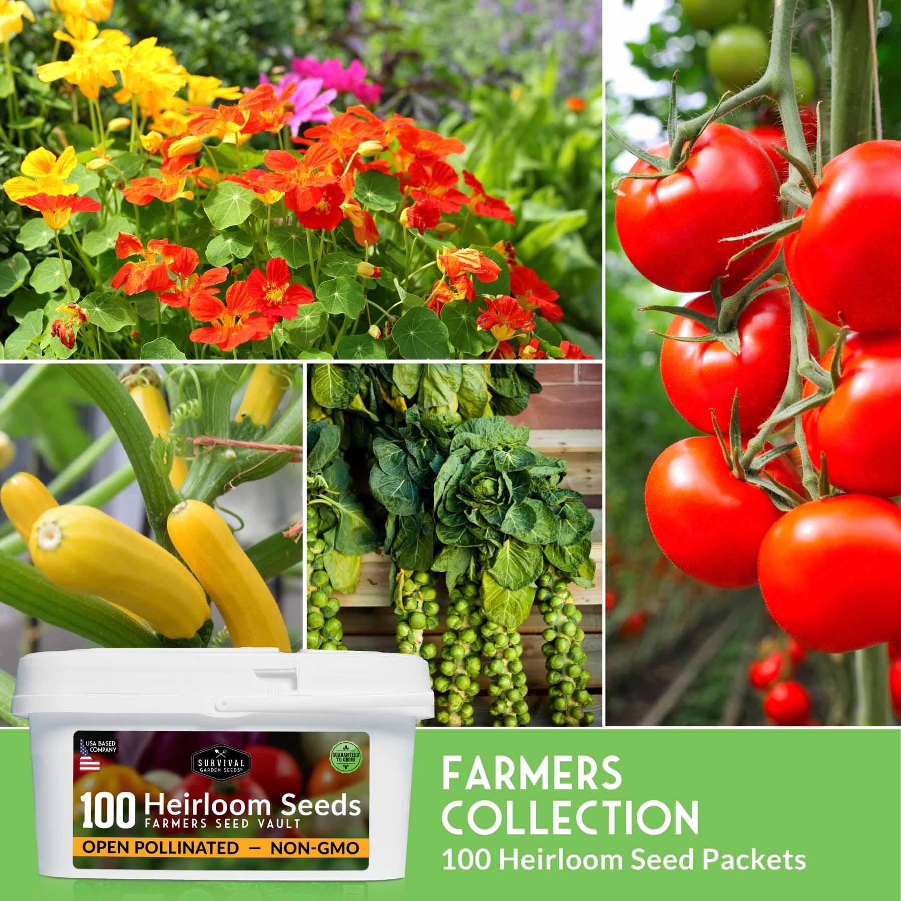 Farmer-collection of vegetable seeds from SurvivalGardenSeeds for a complete survival garden kit to grow food at home.