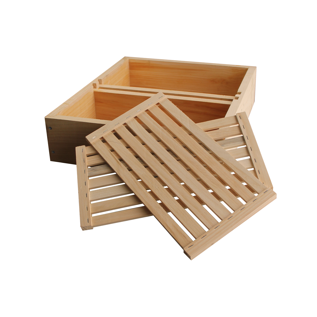Galena Farms 10-frame Amish-made feeder box with floating slatted boards for safe, efficient hive feeding accessories.