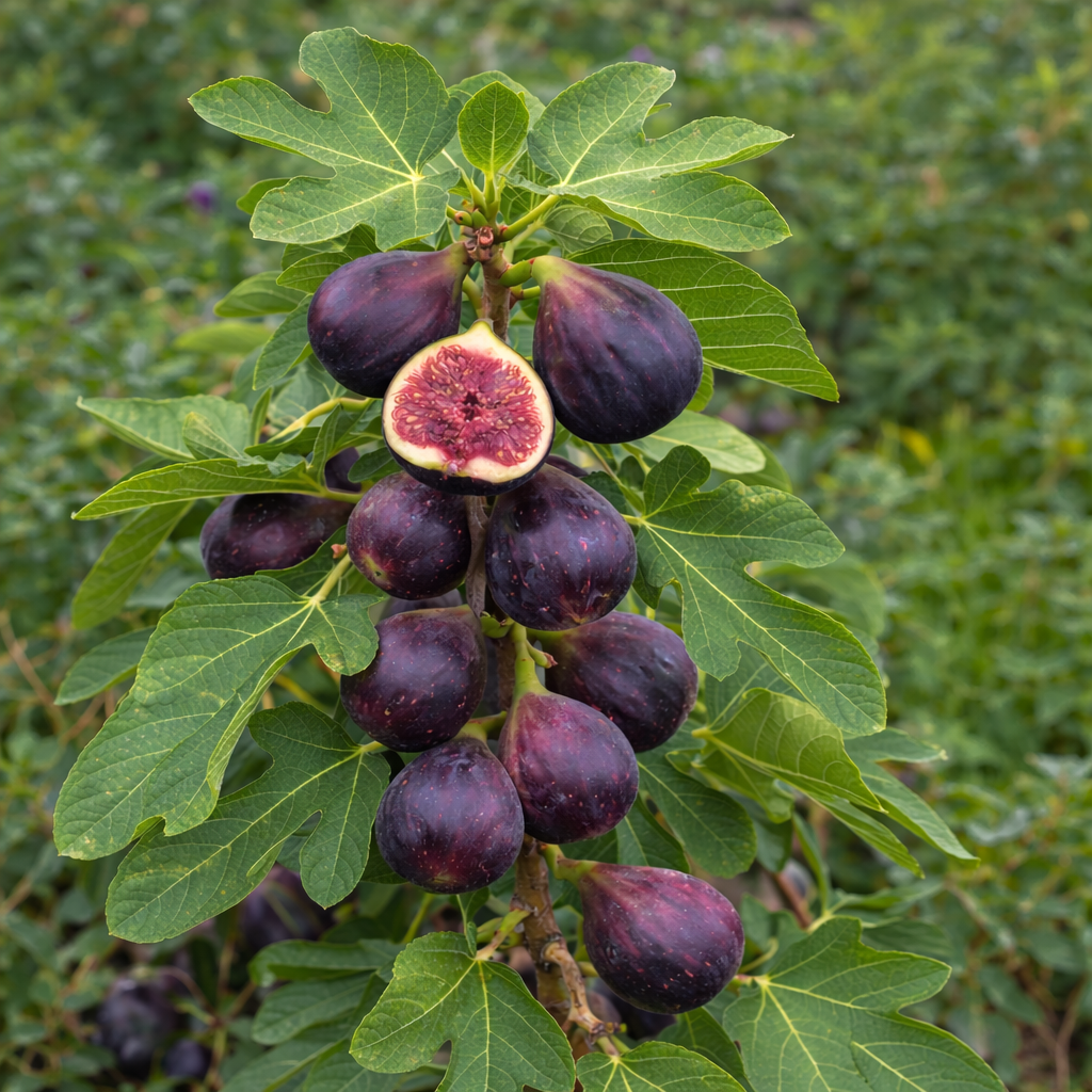 Fignomenal dwarf fig tree from The Farm On Central, showing lush green leaves and ripe figs on a healthy plant.