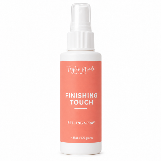 Organic Finishing Touch Setting Spray by Taylor Made Organics for makeup setting and long-lasting hold.