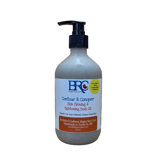 By Robin Creations Contour & Conquer natural skin firming and tightening body oil bottle for loose skin