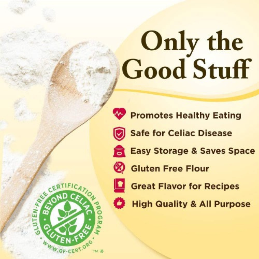 Gluten free coconut flour in a 2 lb bag from Gluten Free Mama, showing the package with coconut flour inside.