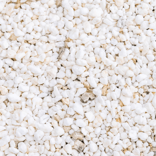 Hasty Roots Perlite soil additive shown in a clear bag, used for improving aeration and drainage in horticultural applications.