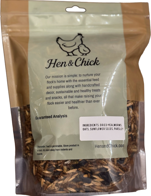 Hen & Chick Prairie Medley treat shown from the back, featuring colorful ingredients in a natural, appealing presentation.