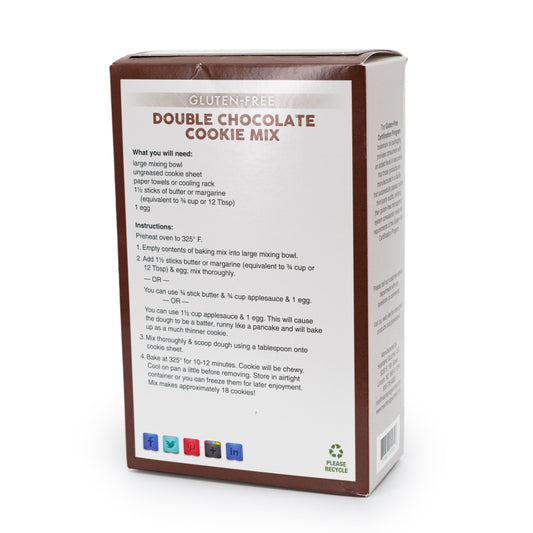 Gluten-free double chocolate cookie mix by Heartland Gourmet in a 16 oz package, perfect for baking delicious cookies.