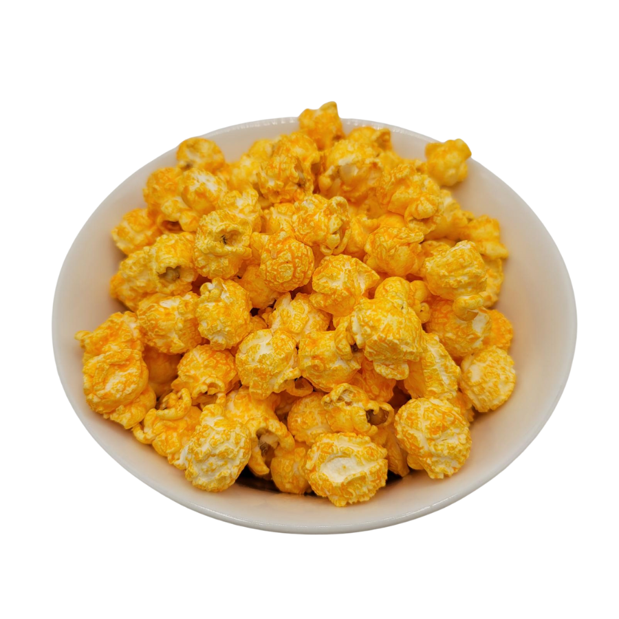 Bacon cheddar popcorn in a 3.5 oz bag from HR Poppin' Snacks, featuring crispy bacon and sharp cheddar cheese flavor.