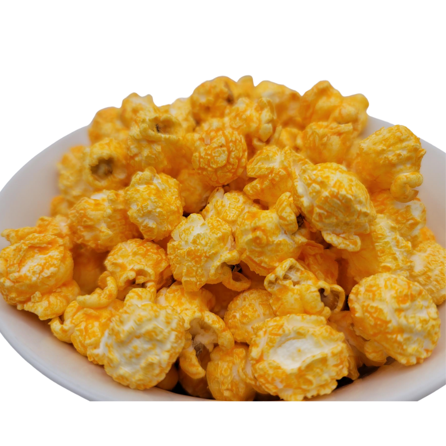 Bacon cheddar popcorn in a 3.5 oz bag from HR Poppin' Snacks, featuring savory bacon and cheddar cheese flavor.