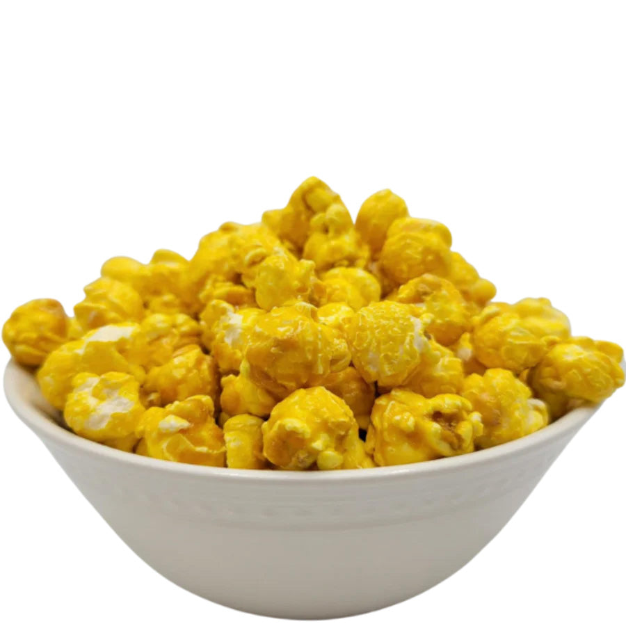 Sweet banana popcorn snack in a 7 oz bag by HR Poppin' Snacks, featuring colorful packaging and fresh popcorn visible.