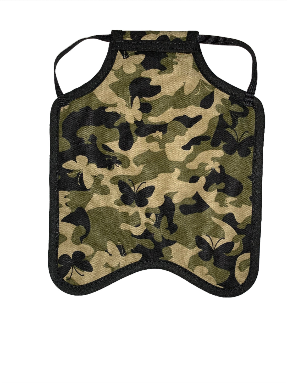 Camo hen saddle for hens by Crazy K Farm Pet and Poultry, made in the USA, with adjustable straps and camouflage fabric.