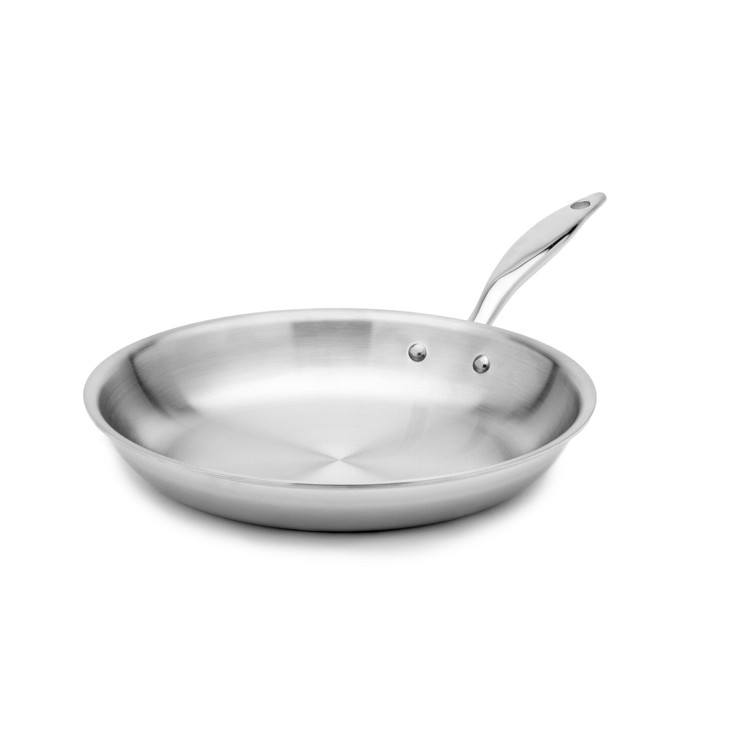 Heritage Steel Titanium Series 12-inch fry pan with lid, durable cookware for versatile cooking, shown with lid on in a kitchen setting.