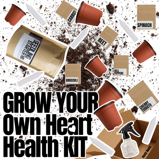 Hasty Roots Heart Health Garden Kit with planting tools and seeds for growing heart-healthy plants at home.