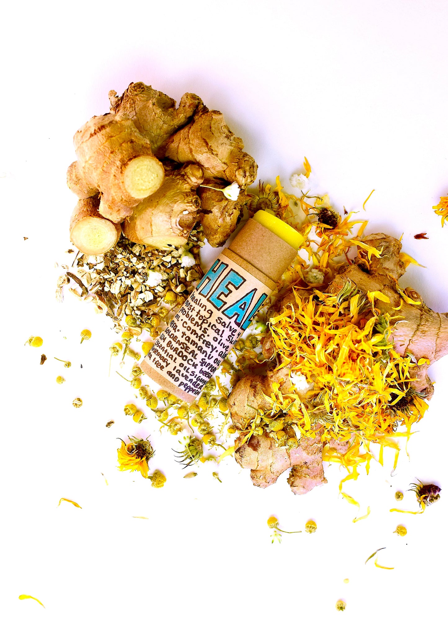 Plant Makeup Heal All Balm in a small jar with a natural cream-colored balm inside, ideal for soothing skin.