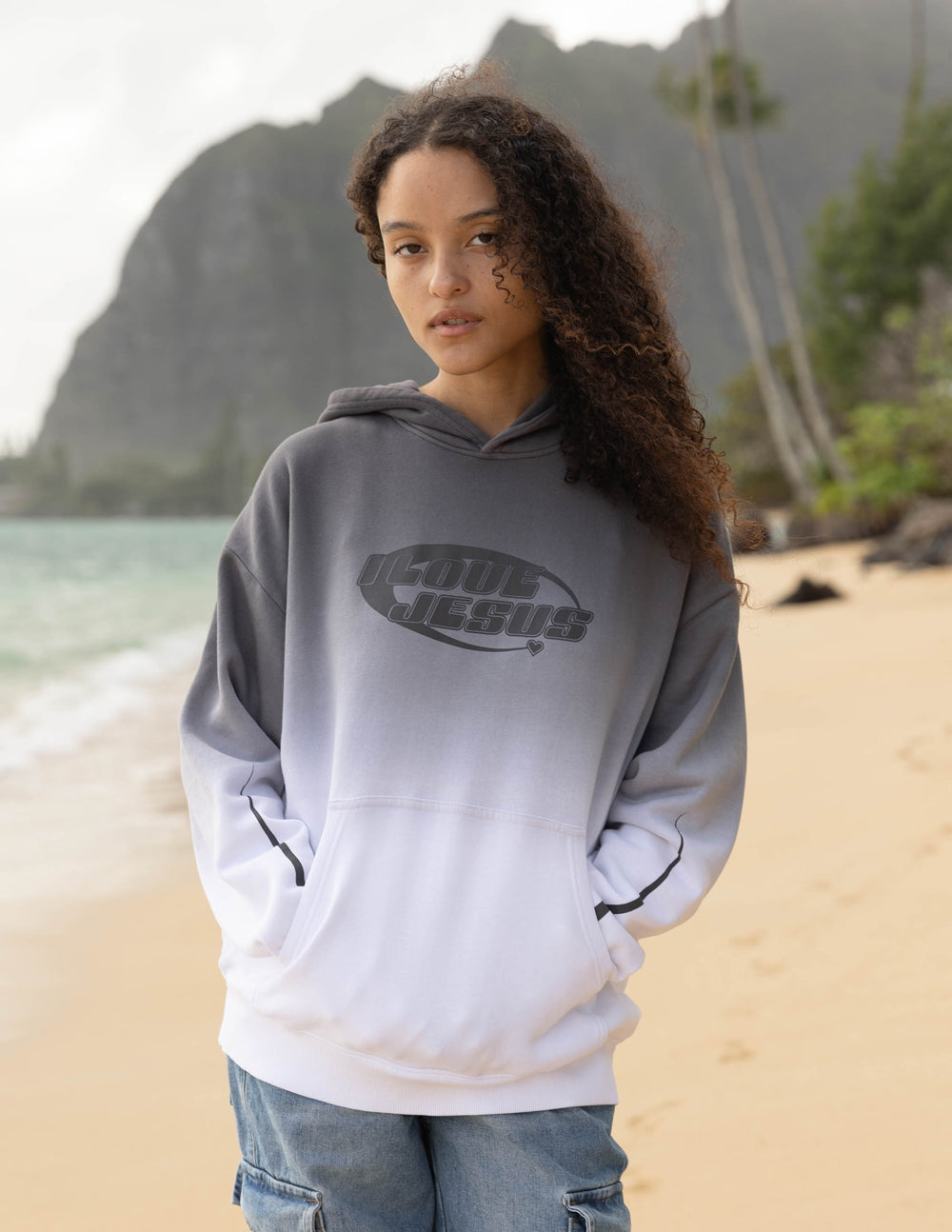 Unisex hoodie from Elevated Faith featuring "I Love Jesus" print, casual fit, soft fabric, and comfortable design.