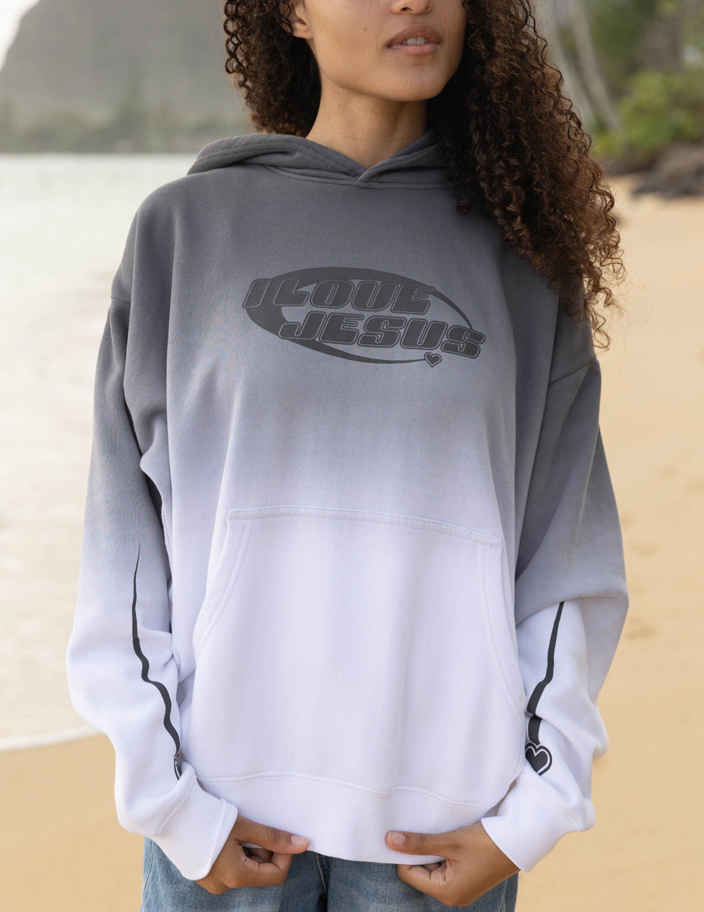 Unisex hoodie by Elevated Faith featuring "I Love Jesus" printed design, casual fit, soft fabric, and comfortable style.