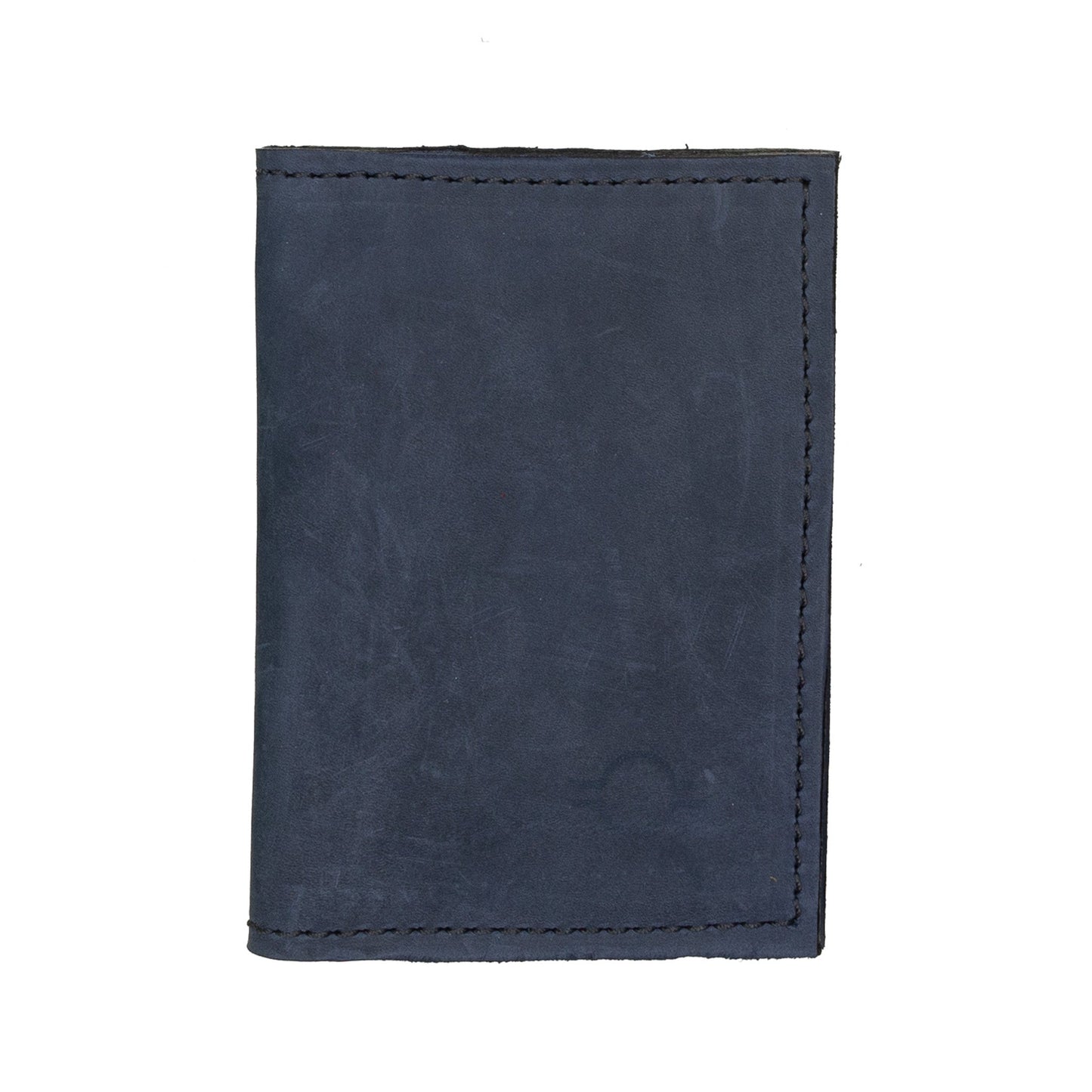 Navy passport wallet by Rebekah Scott Designs with multiple card slots and secure space for travel documents.