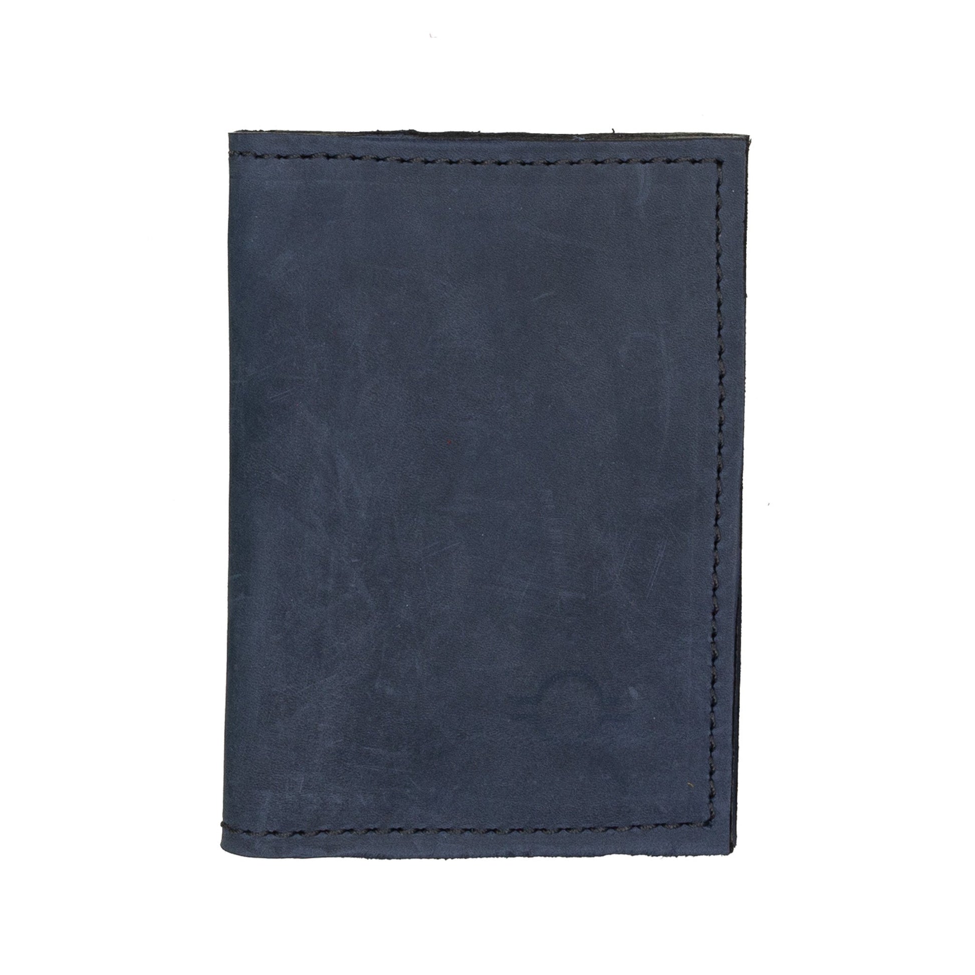 Navy passport wallet by Rebekah Scott Designs with multiple card slots and secure space for travel documents.