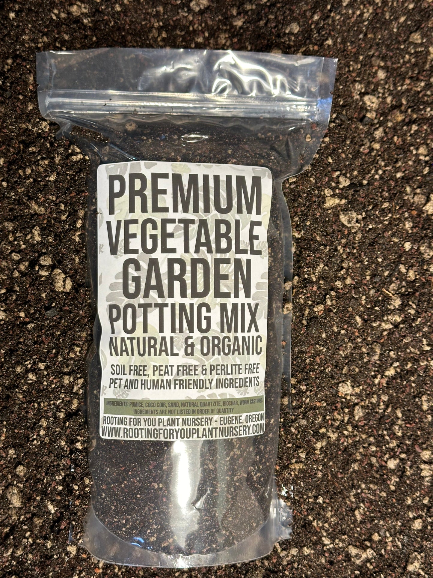Rooting For You Plant Nursery premium vegetable garden potting mix in a bag, ideal for general-purpose vegetable plant growth.