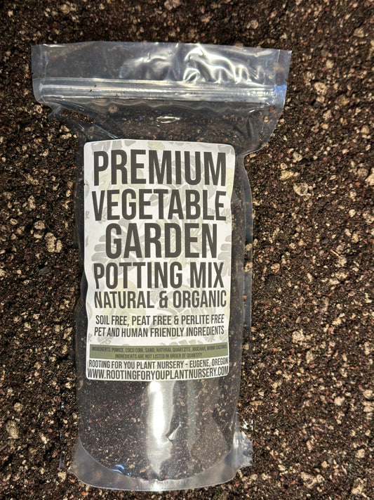 Rooting For You Plant Nursery premium vegetable garden potting mix in a bag, ideal for general-purpose vegetable plant growth.