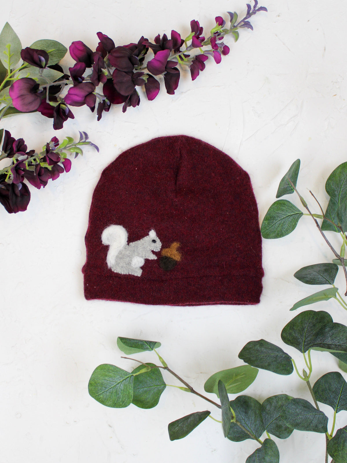 Child's Squirrel Cashmere Hat by Ash & Rose, soft cozy knit hat featuring a cute squirrel design for warmth and style.