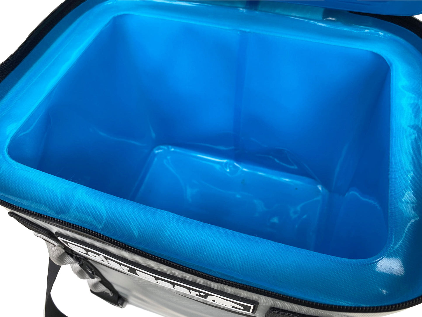 Polar Bear Topper 20 cooler lid accessory by Polar Bear Coolers, featuring a white polar bear design on a black lid.