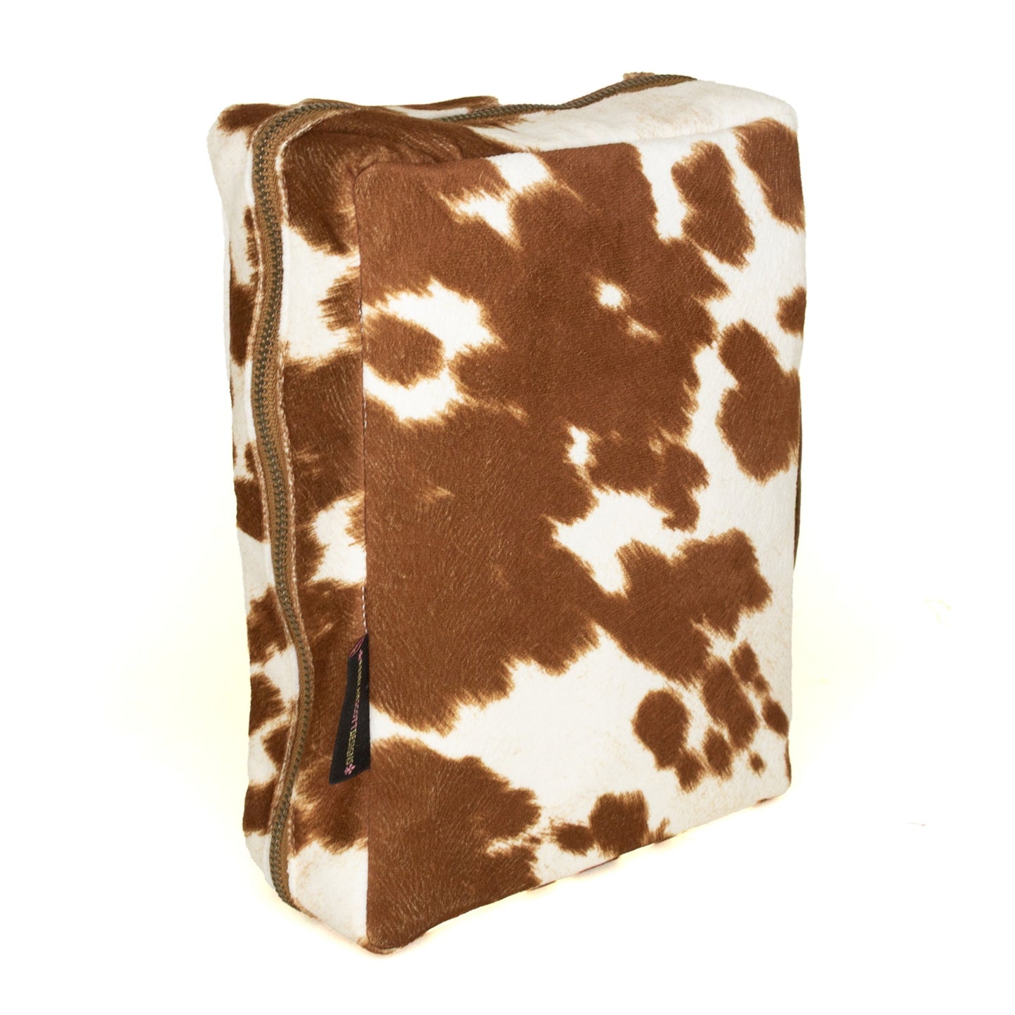 Rebekah Scott Designs longhorn cowhide Bible cover with natural leather texture and detailed stitching.