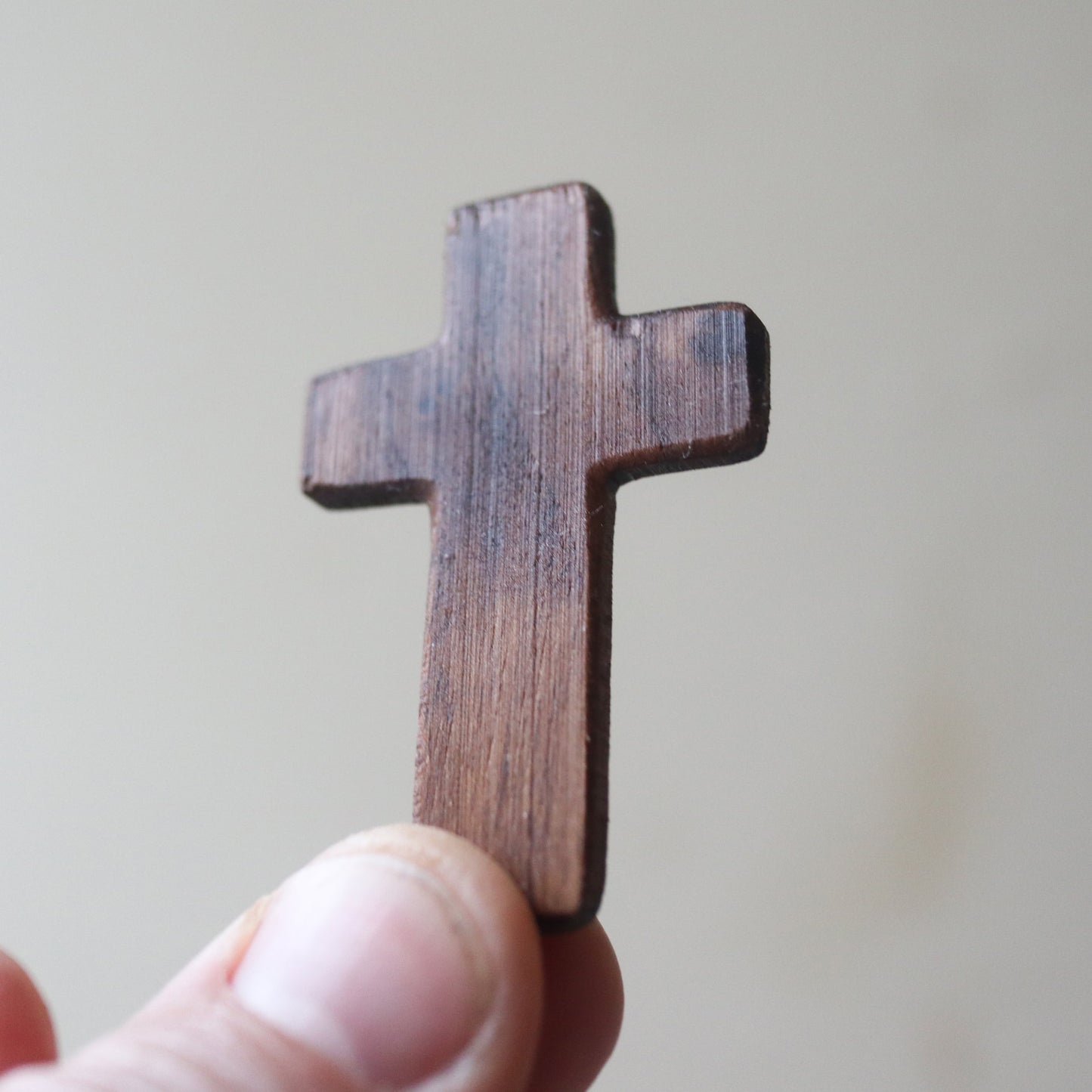 Wooden Thin Pocket Cross by Dennehey Design Co. featuring a sleek, lightweight design with detailed craftsmanship.