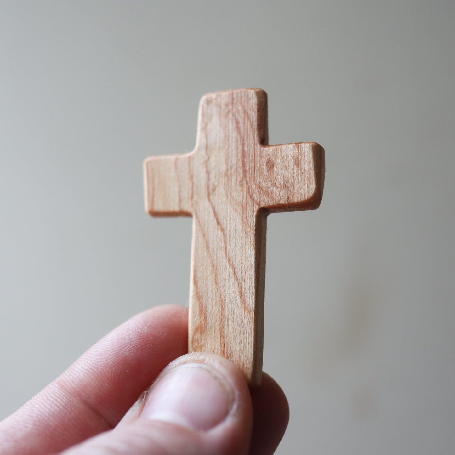 Wooden Cross with thin pocket design by Dennehey Design Co., showcasing detailed craftsmanship and smooth finish.