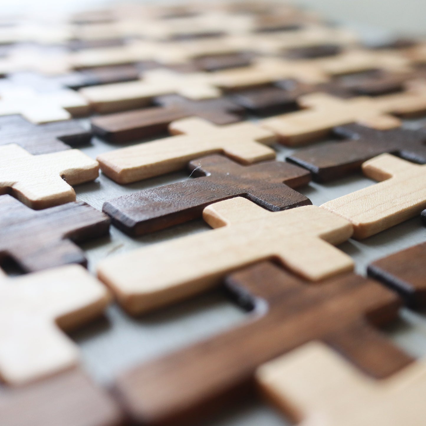 Wooden Thin Pocket Cross by Dennehey Design Co. featuring a sleek, lightweight design perfect for carrying or display.