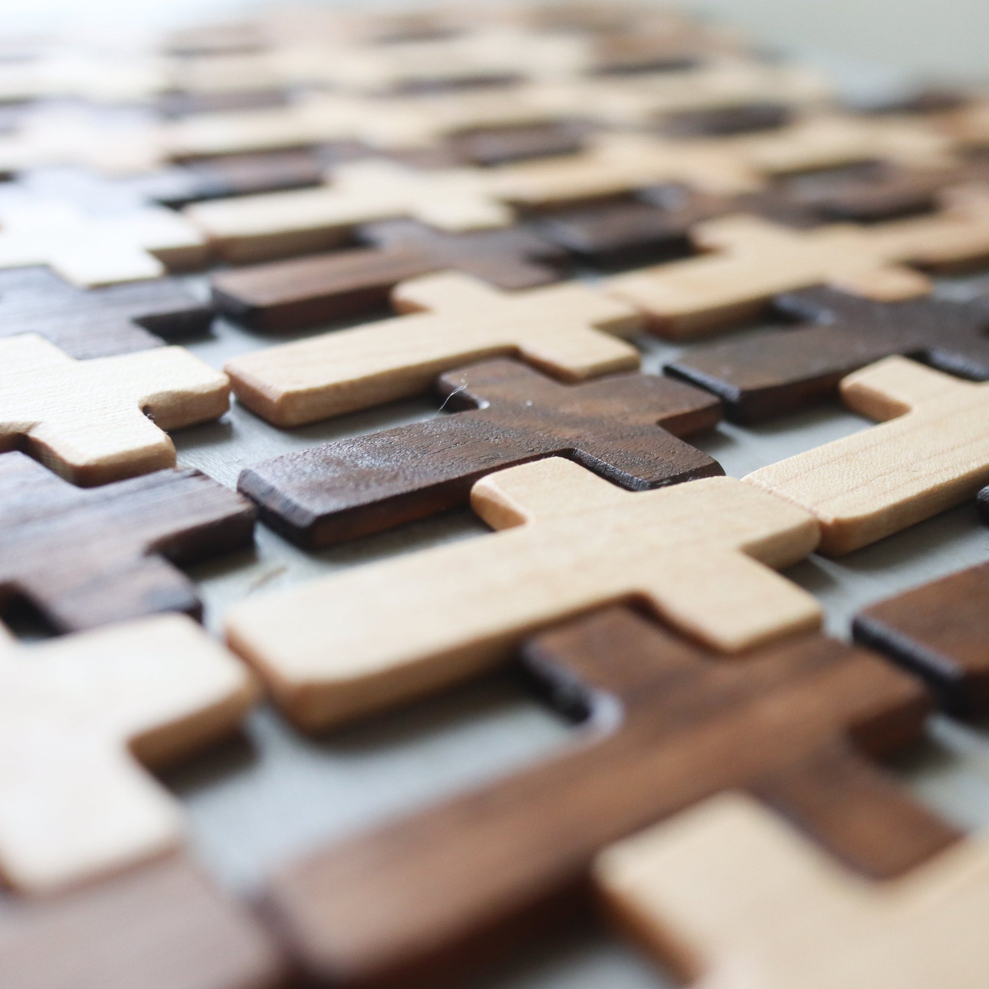 Wooden Thin Pocket Cross by Dennehey Design Co. featuring a sleek, lightweight design perfect for carrying or display.