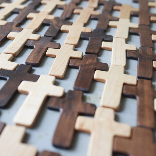 Wooden Thin Pocket Cross by Dennehey Design Co. featuring a simple, lightweight design perfect for carrying or gifting.