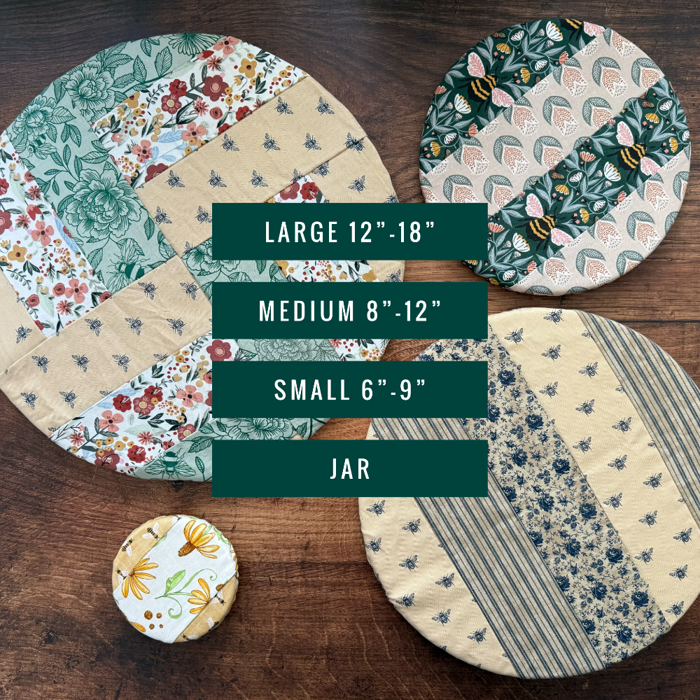 Farm-style jar covers from Five Oaks Farm, featuring rustic design and secure sealing for preserving homemade jams and preserves.