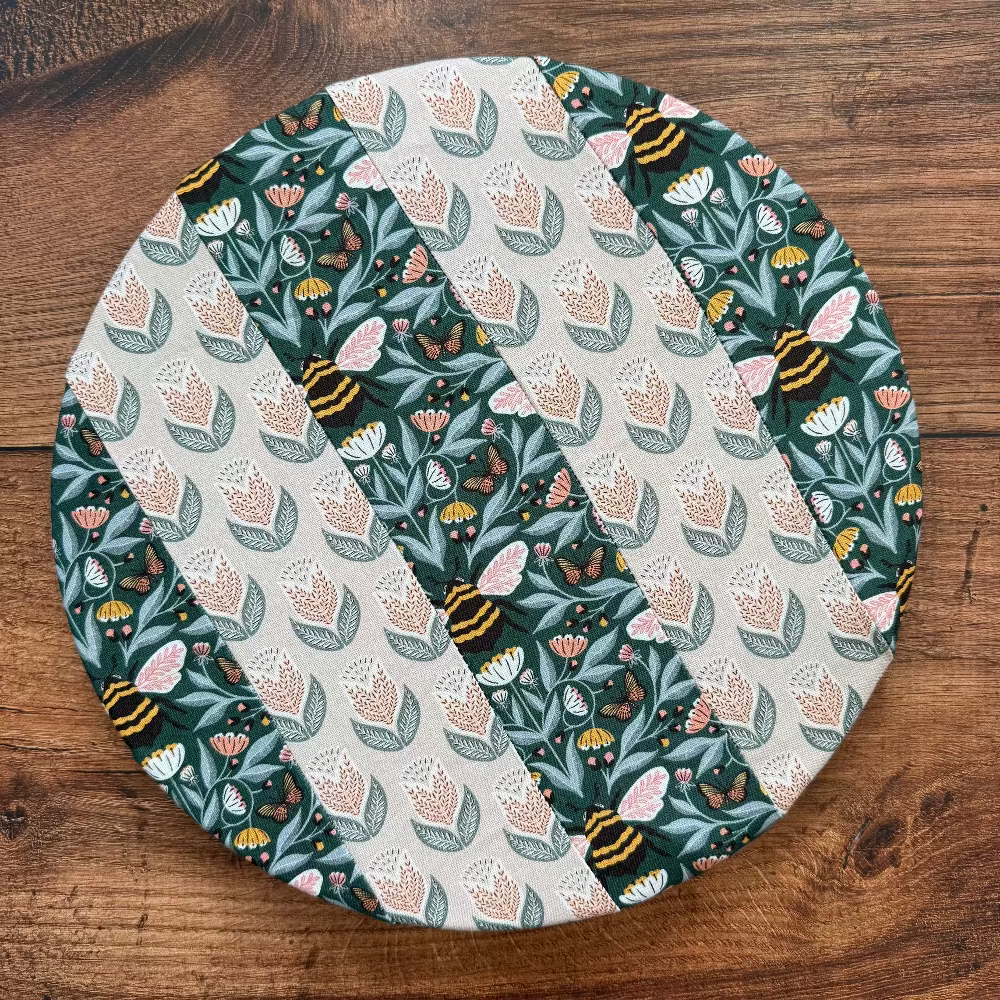 Medium bowl and banneton covers from Five Oaks Farm for bread proofing, made of natural fabric with rustic design.