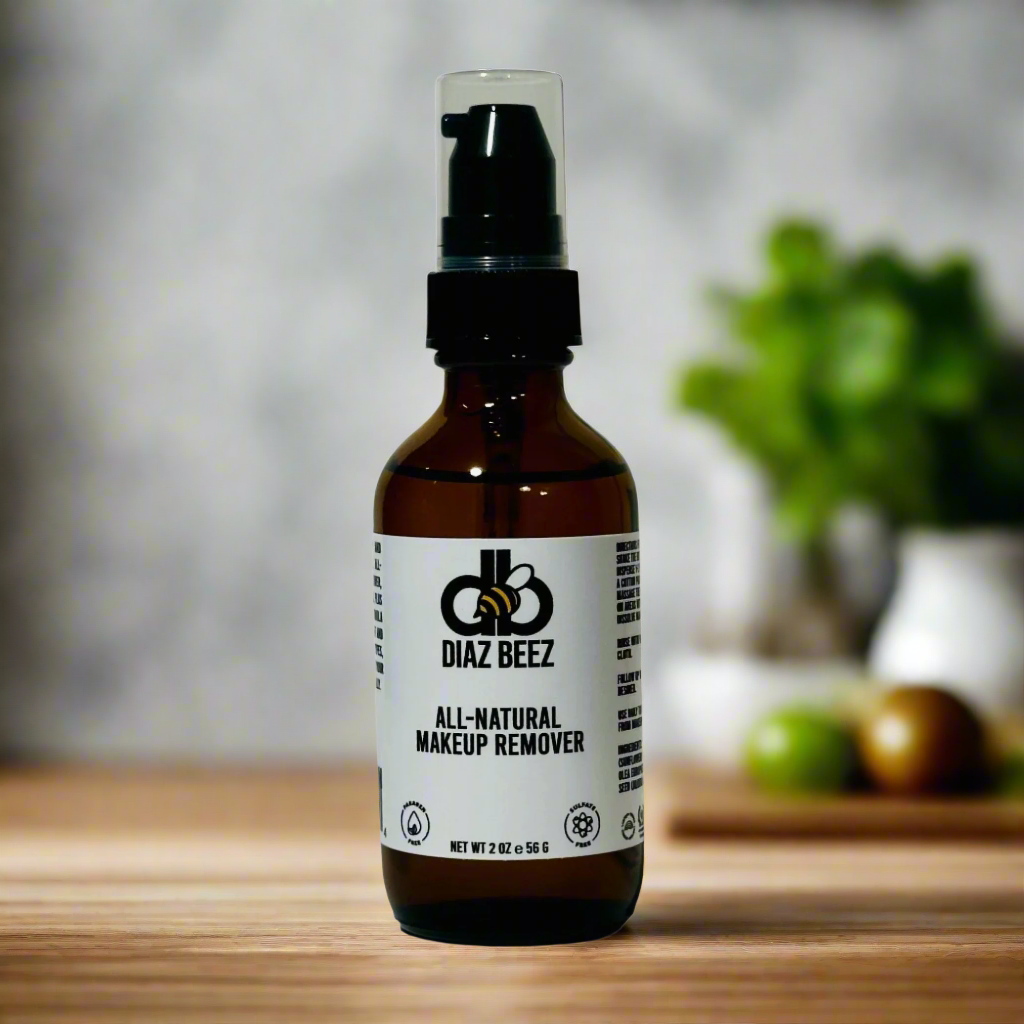 Diaz Beez all-natural makeup remover with soft cotton pads and gentle formula for face cleansing and makeup removal.