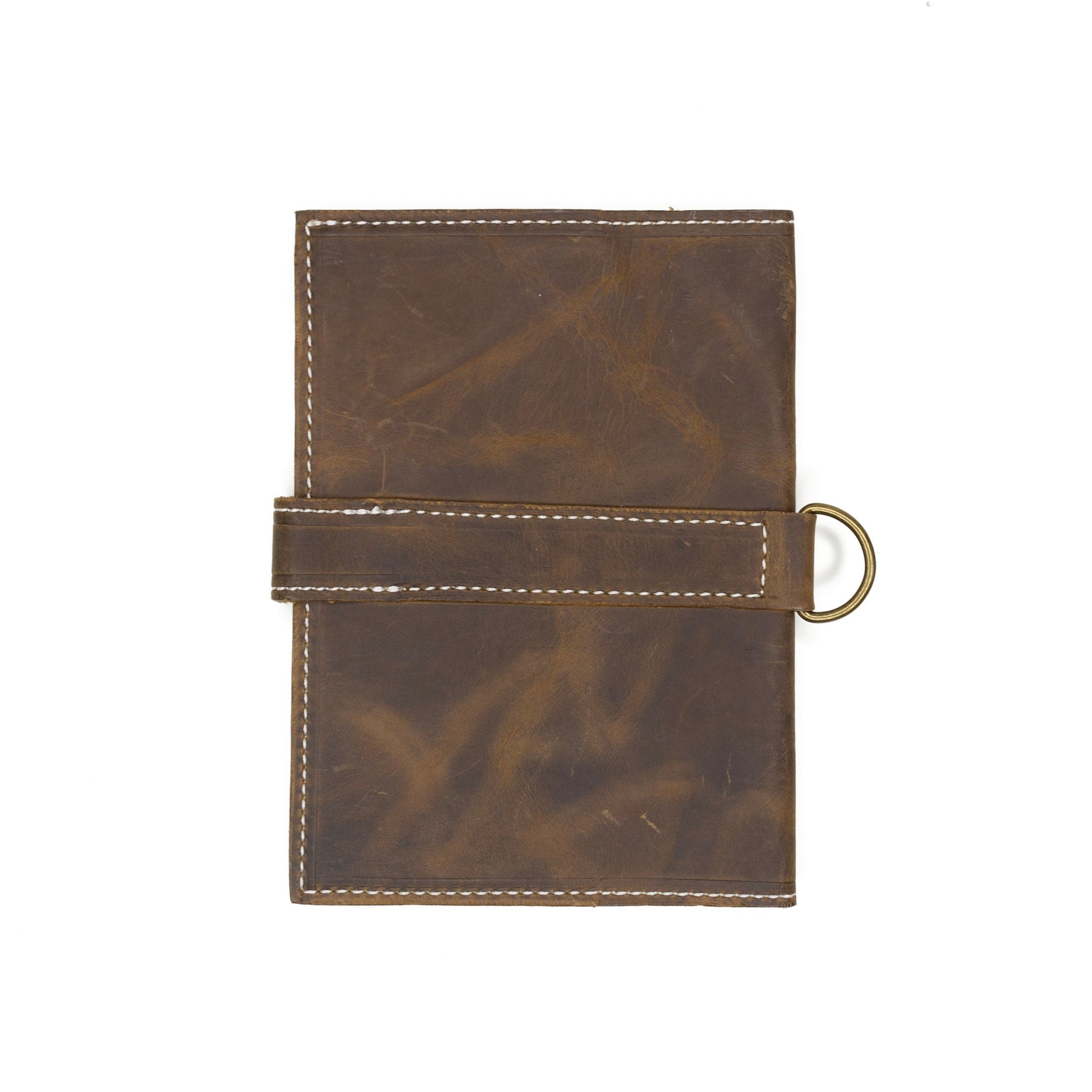 Mini journal cover in tobacco color by Rebekah Scott Designs, featuring a textured leather design for compact note-taking.