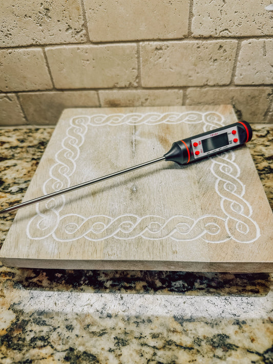 Onic Brands LLC bread thermometer with a digital display, designed for accurate temperature measurement of baked bread.
