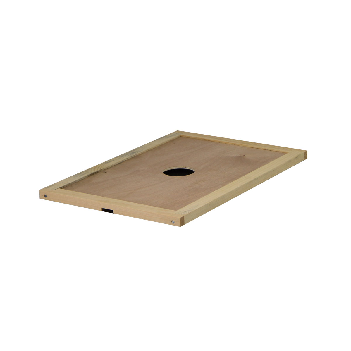 Galena Farms Amish-made 8-frame hive inner cover with round feeding hole, ready to use for beekeeping hive setup.