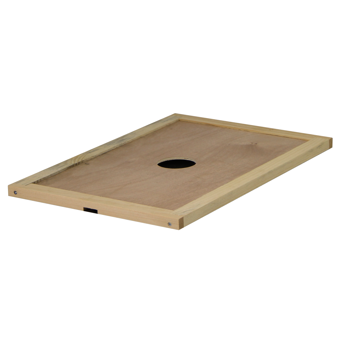Inner cover for Galena Farms 8-frame beehive kit, showing wax-coated foundation and unassembled hive components.