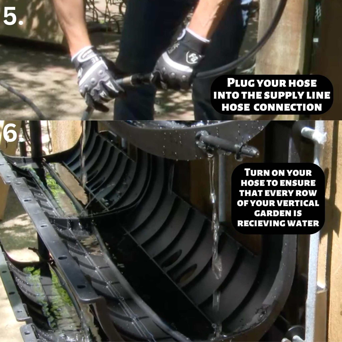 Bootstrap Farmer Varden™ Kitchen Garden irrigation system being installed in a backyard vegetable garden.