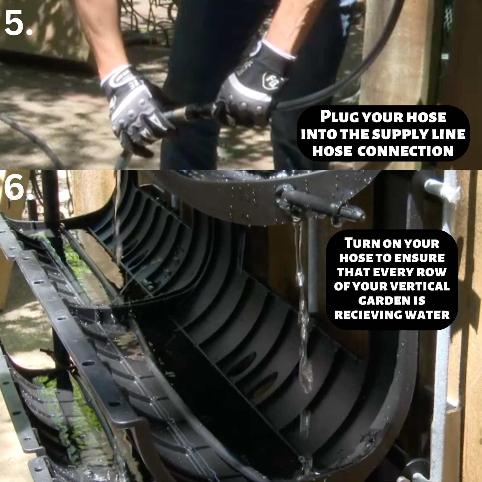 Bootstrap Farmer Varden™ Kitchen Garden irrigation system being installed in a backyard vegetable garden.