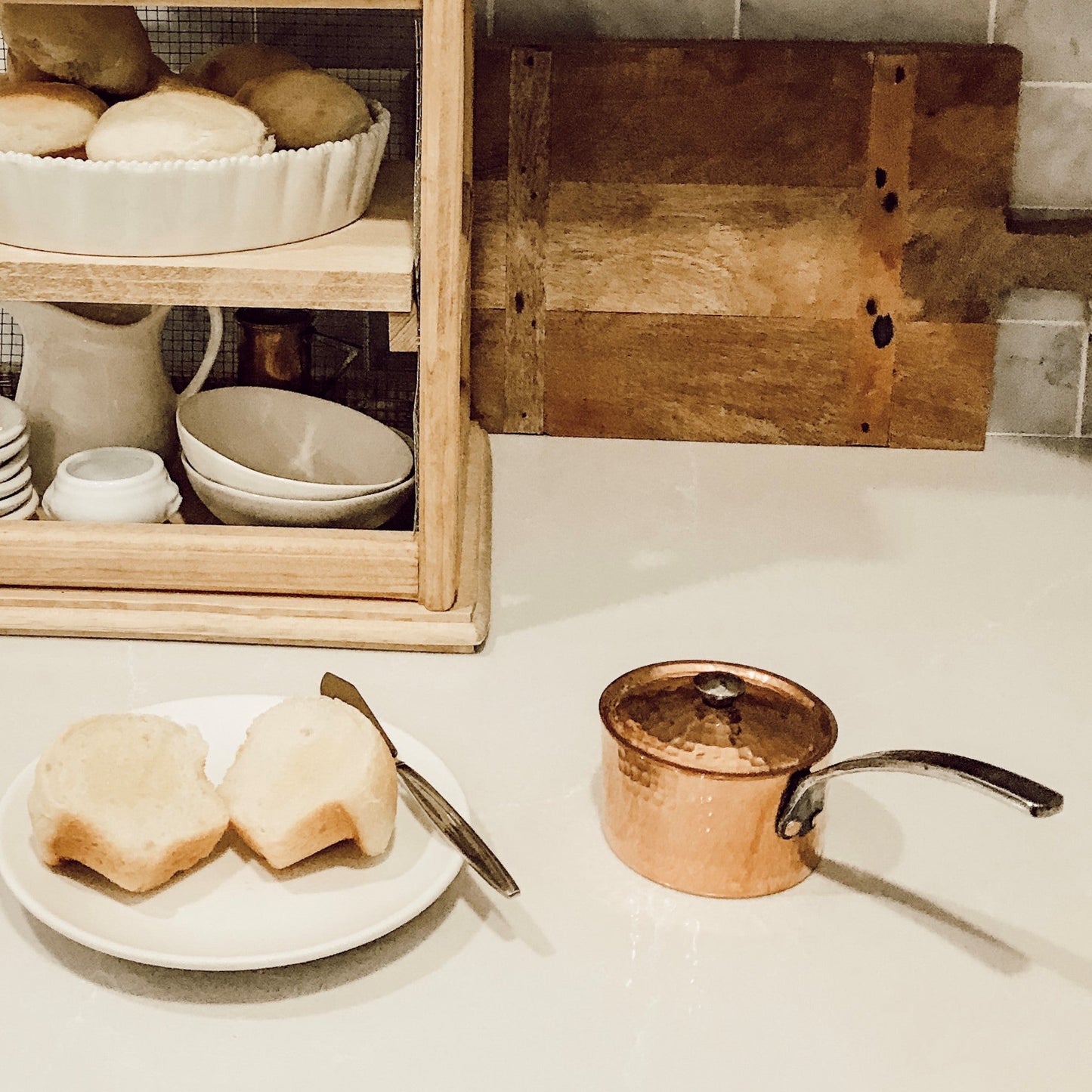 Small French copper butter pot with lid from Sertodo, showcasing a polished copper finish and classic design for kitchen use.